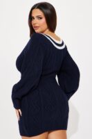 Navy Dress with v-neck