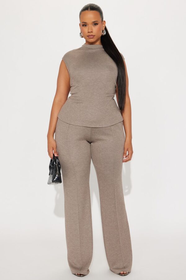 Mocha Mock-Neck Pants