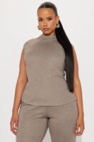 Mocha Mock-Neck Pants