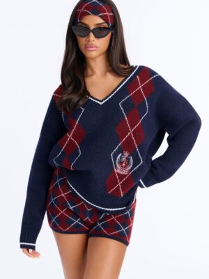 V-Neck Skirt in Navy