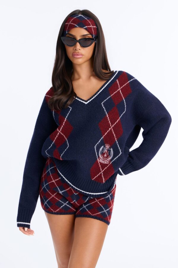 V-Neck Skirt in Navy