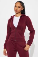 Burgundy Zip-Up Hoodie