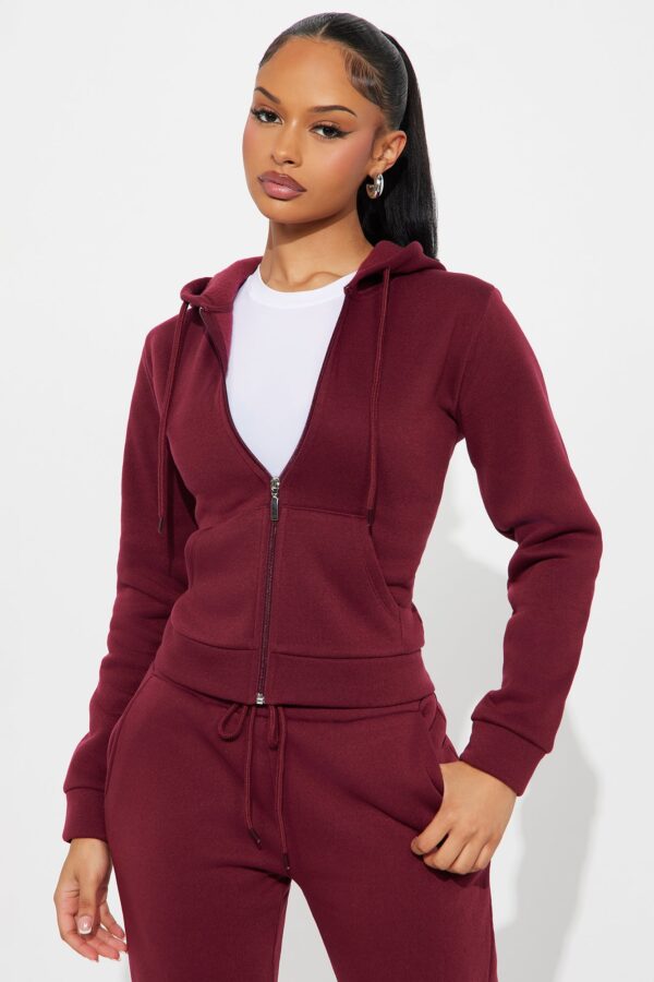 Burgundy Zip-Up Hoodie