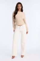 Beige Pullover with ribbed