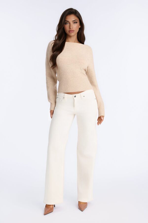 Beige Pullover with ribbed
