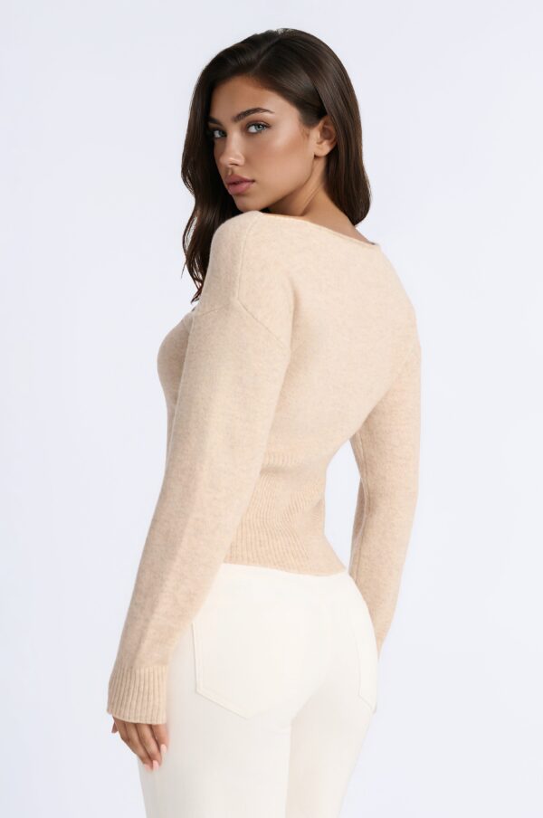 Beige Pullover with ribbed