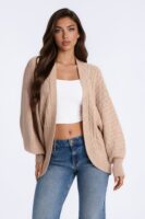Cardigan in Taupe 45% acrylic