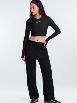 AirSculpt™ Cropped Long Sleeve Active Top - Black
