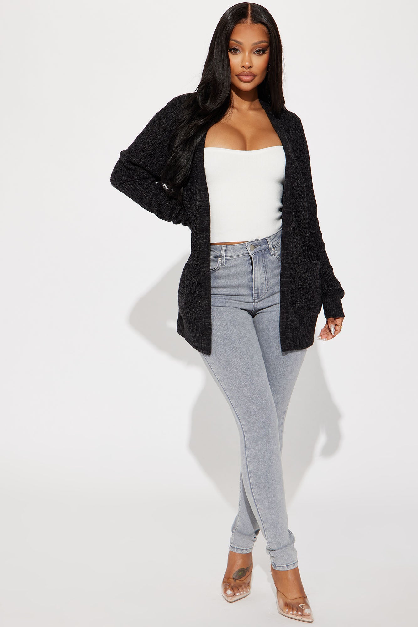 Cardigan in Charcoal and Black