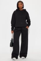 Stole My Ex Boyfriend's Wide Leg Sweatpants - Black
