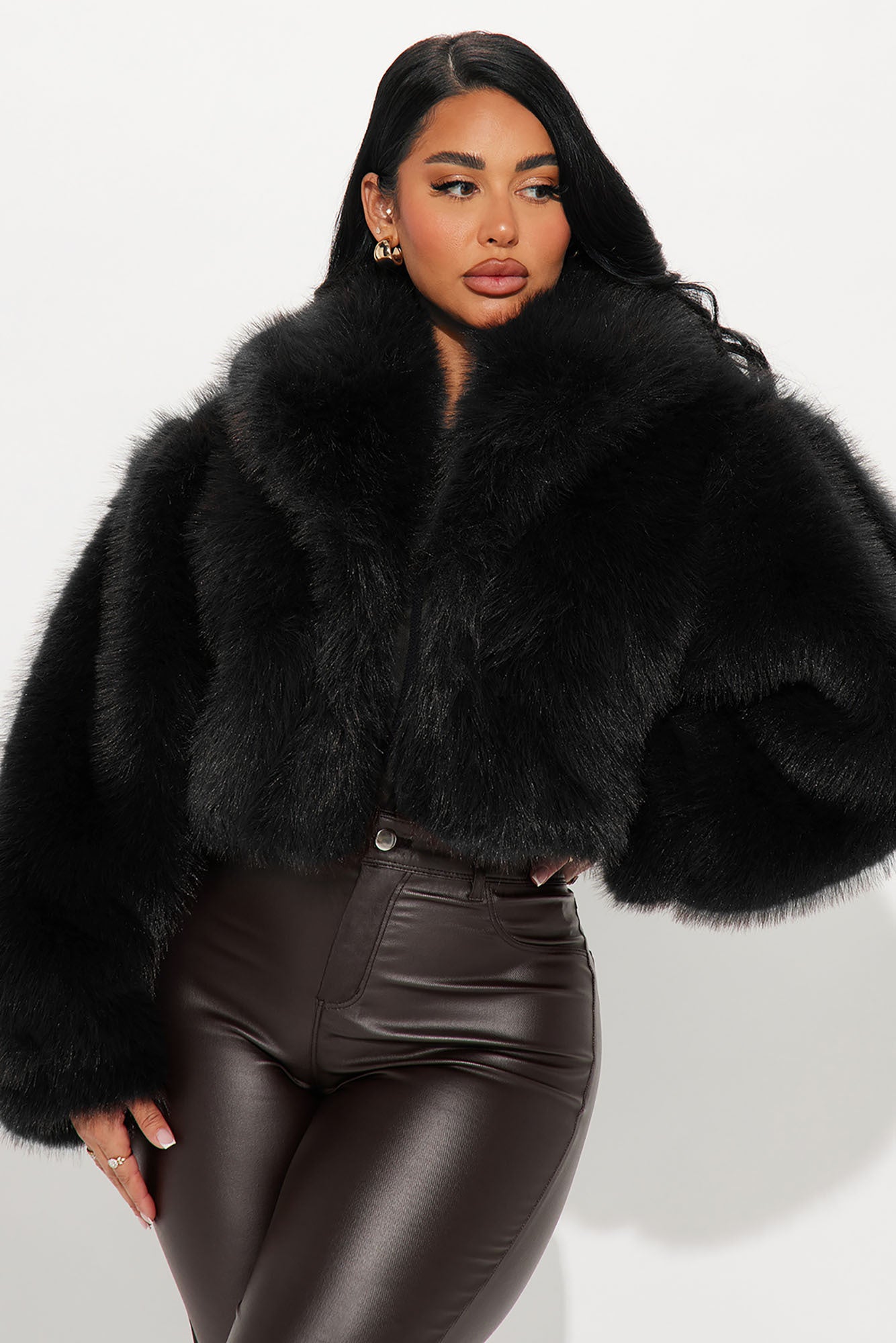 Cropped Coat in Black