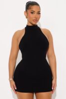 Mock-Neck Dress in Black