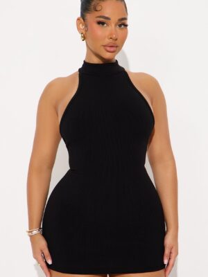 Mock-Neck Dress in Black