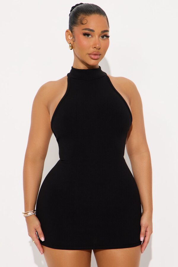 Mock-Neck Dress in Black
