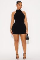 Mock-Neck Dress in Black