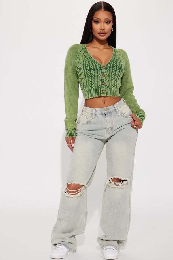Green V-Neck Cardigan