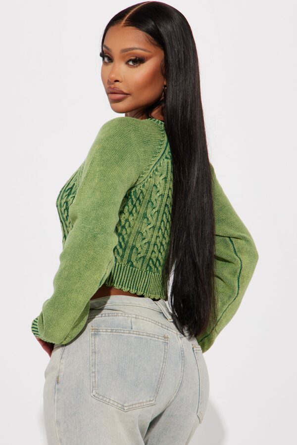 Green V-Neck Cardigan