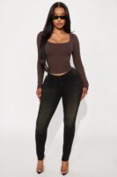 Brown Square-Neck Top