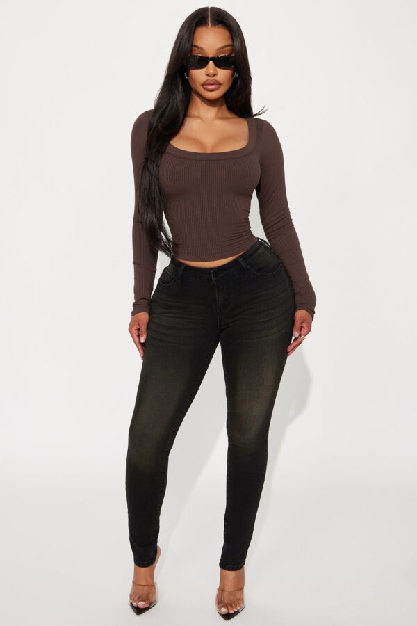 Brown Square-Neck Top