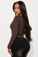 Brown Square-Neck Top