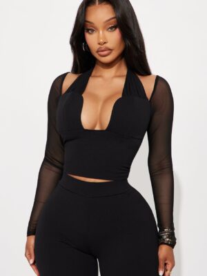 Pants with a v-neck