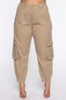 Khaki High-Waist Pants