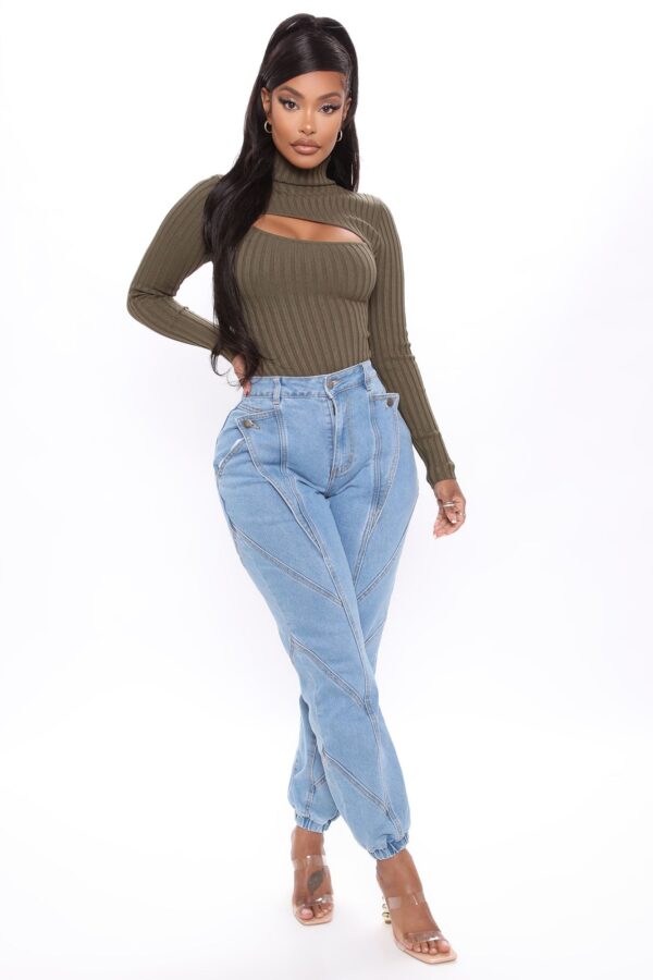 Mock-Neck Bodysuit in Olive