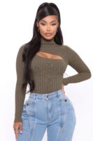 Mock-Neck Bodysuit in Olive
