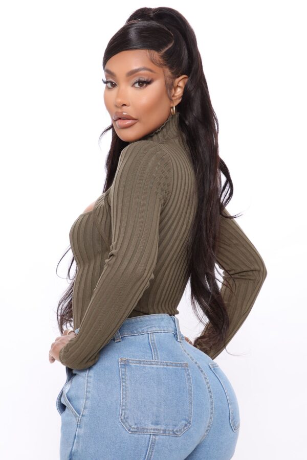 Mock-Neck Bodysuit in Olive
