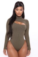 Mock-Neck Bodysuit in Olive