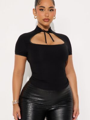 Black Mock-Neck Top