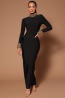 Black and Gold Mock-Neck Dress