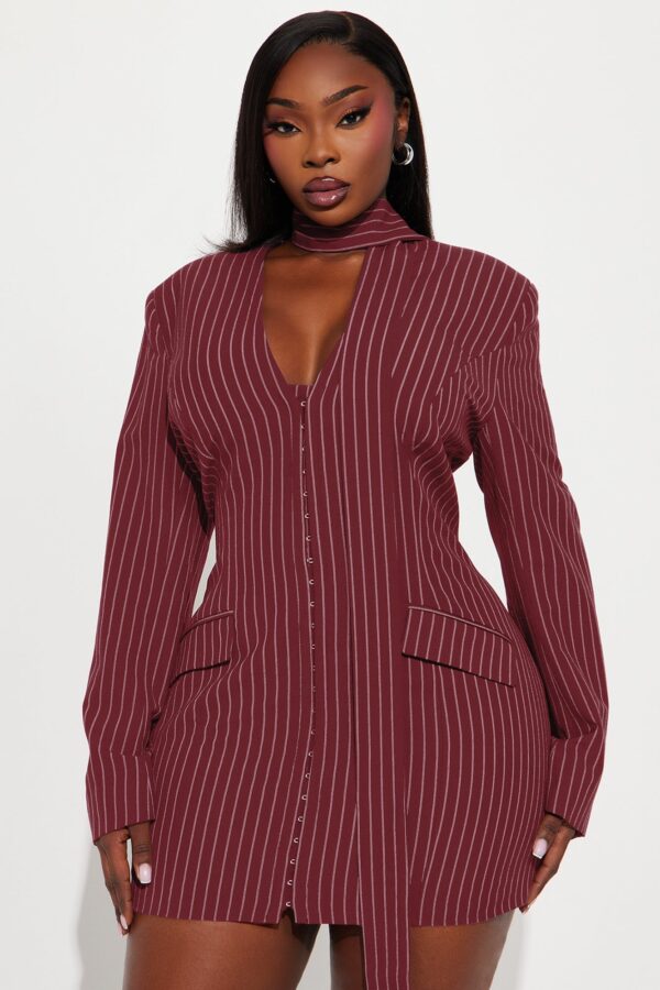 Wine V-Neck Blazer