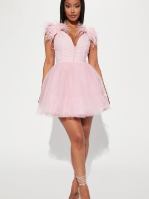 V-Neck Dress in Pink