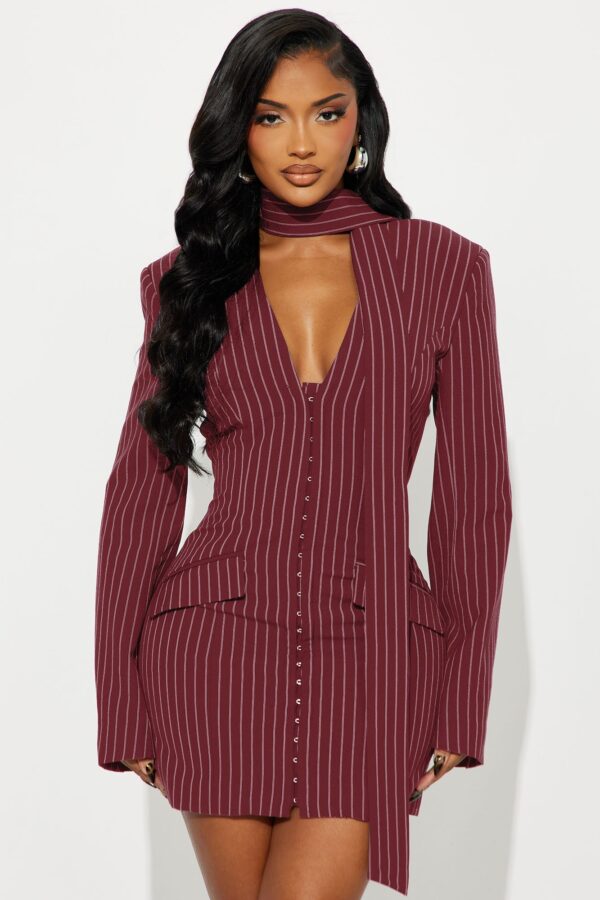 Wine V-Neck Blazer