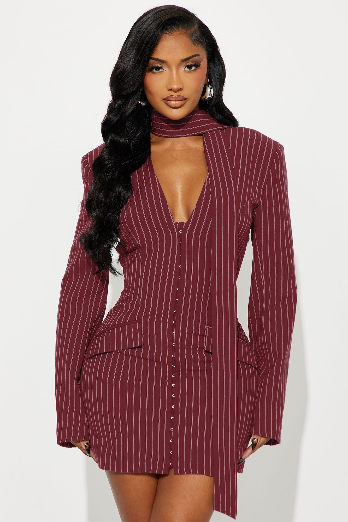 Wine V-Neck Blazer