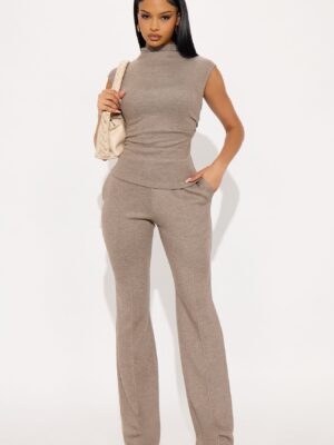 Mocha Mock-Neck Pants