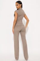 Mocha Mock-Neck Pants