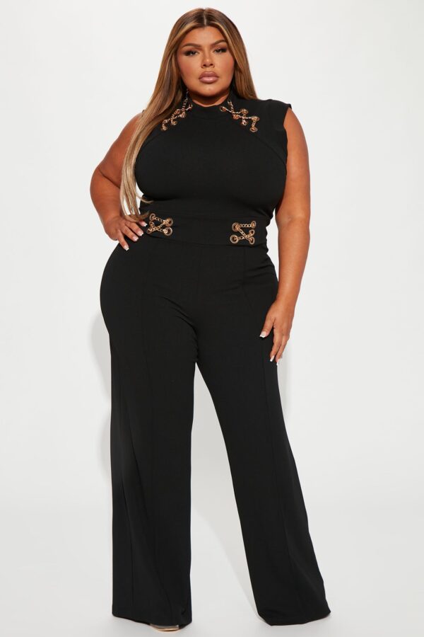 Black Mock-Neck Jumpsuit