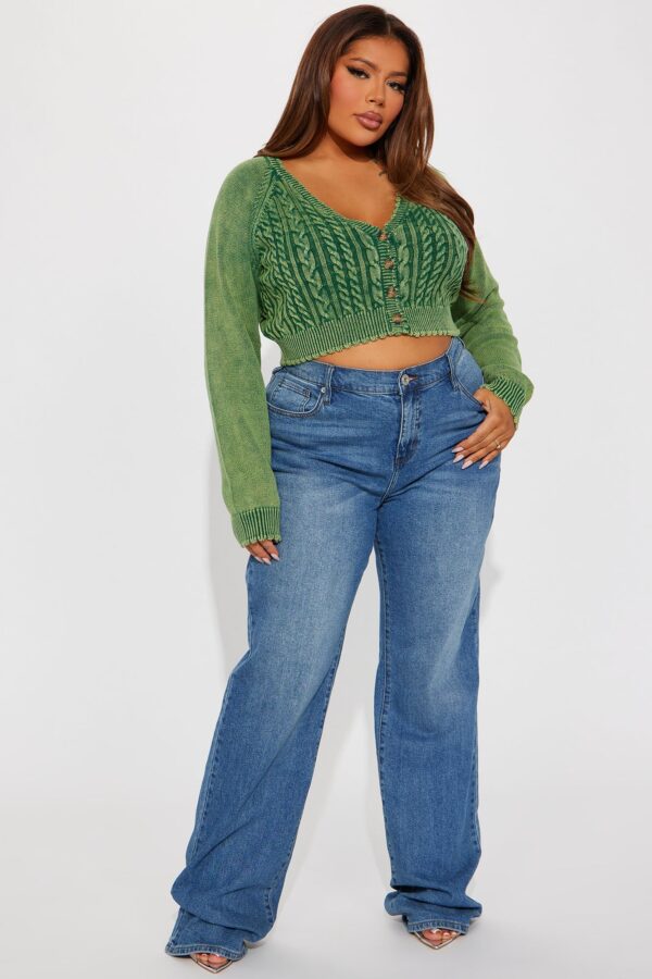 Green V-Neck Cardigan