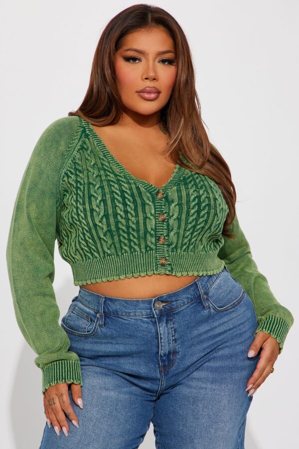 Green V-Neck Cardigan