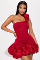 One-Shoulder Dress in Red