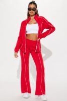 Red Mock-Neck Pants