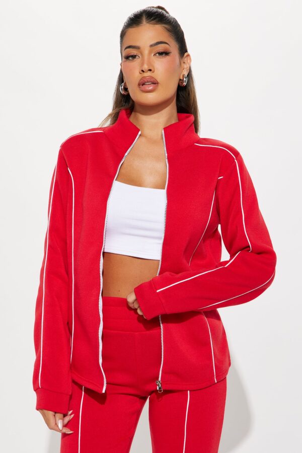 Red Mock-Neck Pants