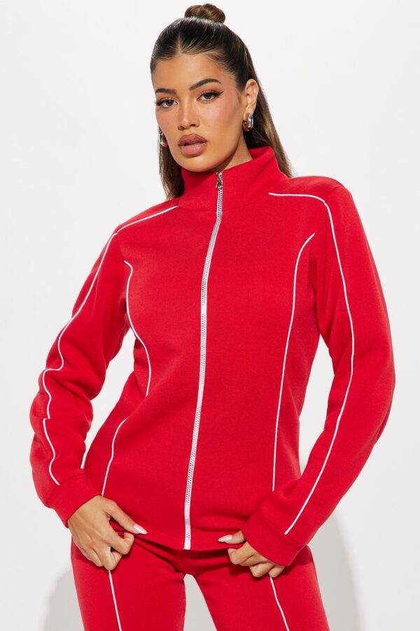 Red Mock-Neck Pants
