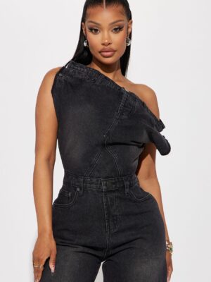 Jumpsuit in Black and Denim 100% cotton