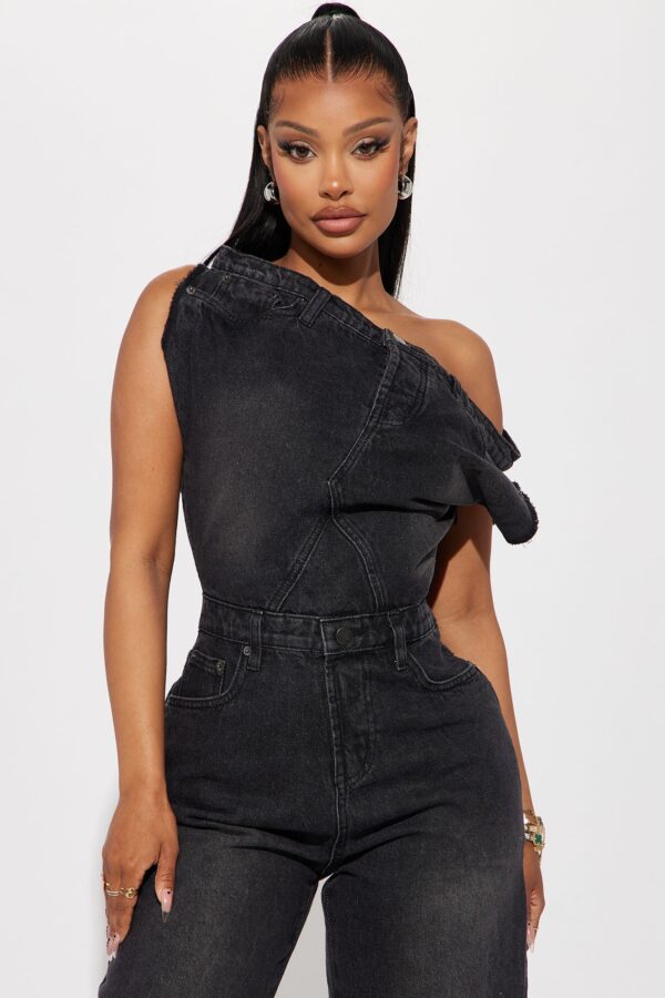 Jumpsuit in Black and Denim 100% cotton