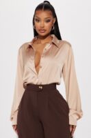 Satin Top in Taupe