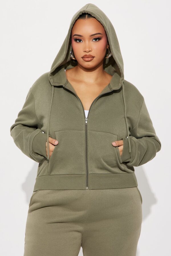 Olive Cropped Hoodie