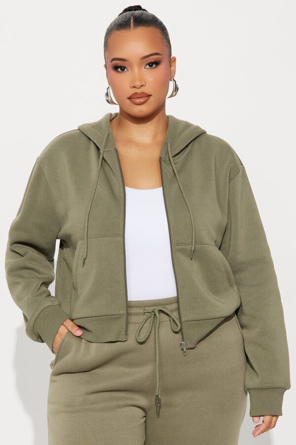 Olive Cropped Hoodie